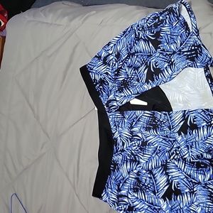 NEW blue, black and white bathing suit skirt with slit.